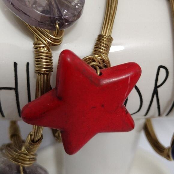 3 Large Bangle Bracelets Stars Stone BOHO - Picture 2 of 7